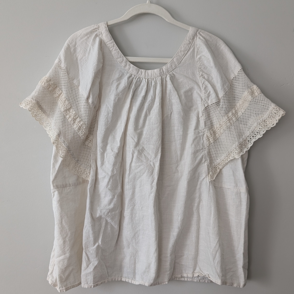Old Navy White Lace Sleeve Women's Blouse